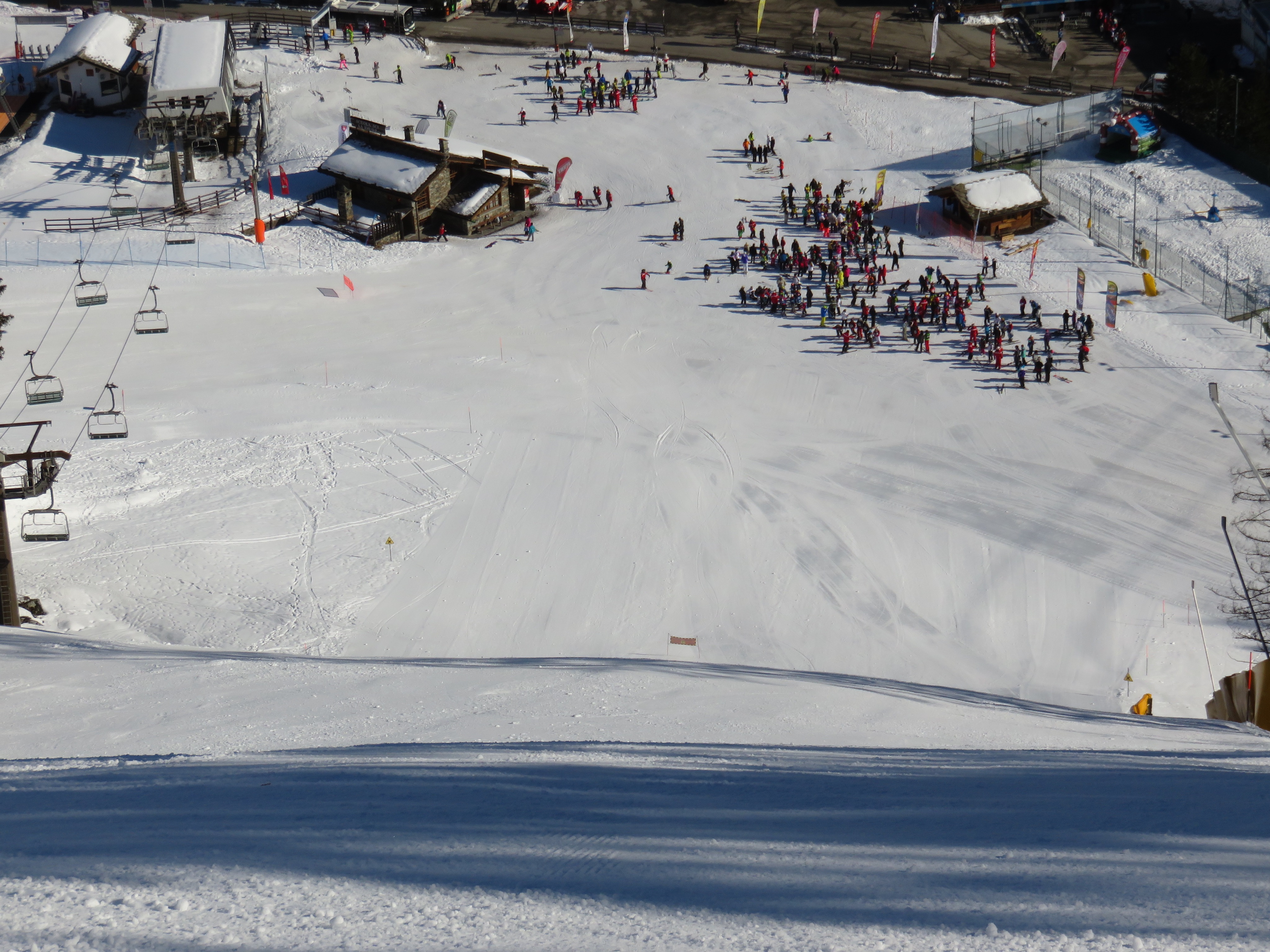 Steep black overlooking the village., La Thuile