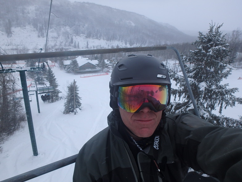 Looking back at the lodge...Nice Powder day, Canyon Ski Area