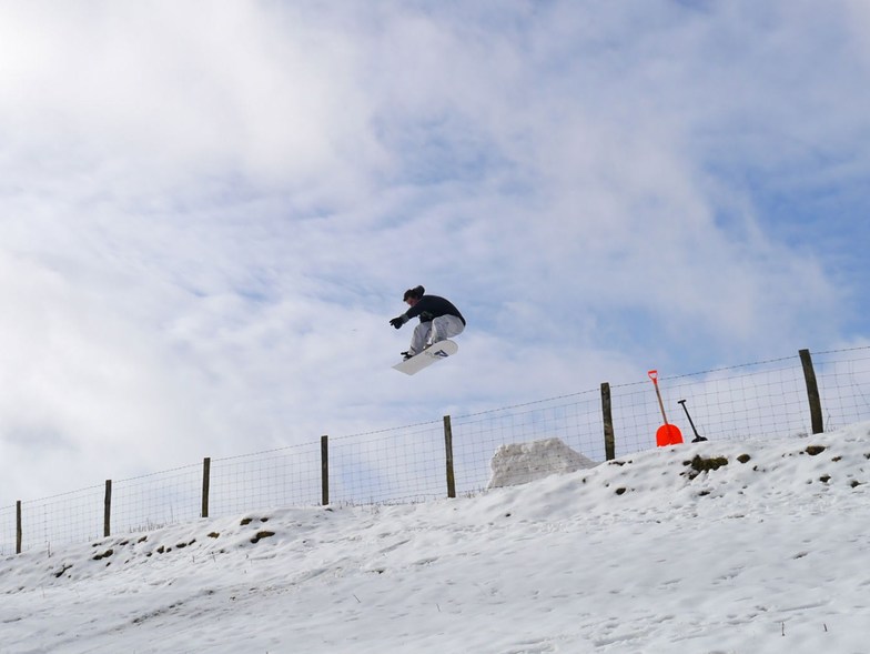 Fence kicker opposite A470 reservoir, Pen-y-Fan