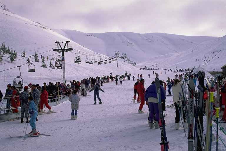 Busy day in Faraya, Lebanon, Mzaar Ski Resort