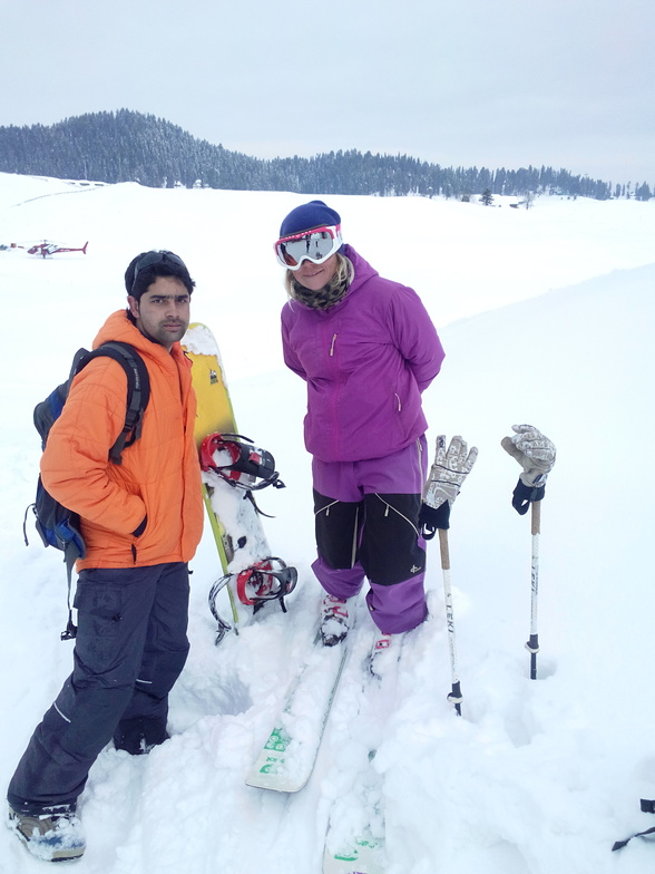 khalid with a foreign skiing instructor, Gulmarg