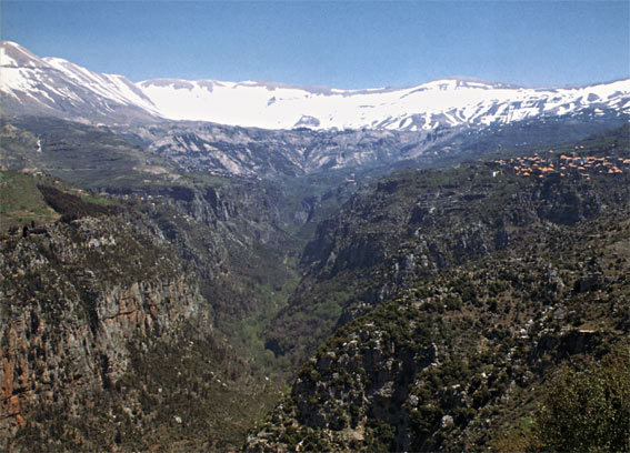 Qadisha valley in spring, Lebanon, Mzaar Ski Resort