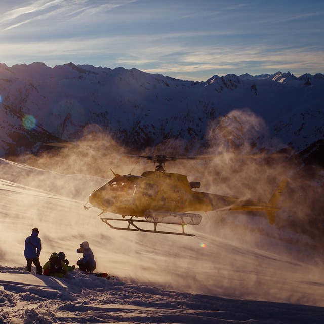 Sunset in Pyrenees Heliski