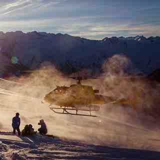 Sunset in Pyrenees Heliski
