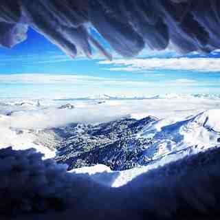 Cookie Cafe view on a frozen morning, Champéry