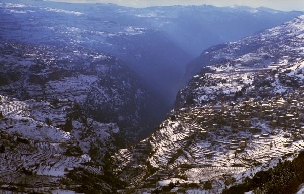Qadicha valley and Bcharre village,lebanon, Mzaar Ski Resort