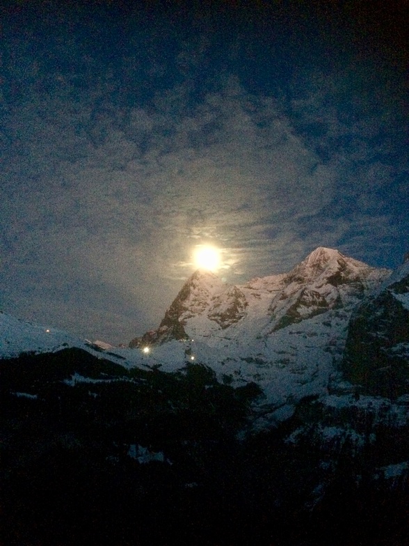 Full moon rises over the Eiger   January 2018, Mürren