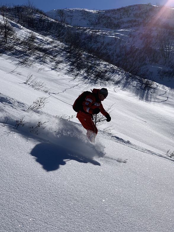 Downhill in powder, Villars