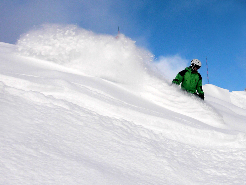 1st tracks on a bluebird pow day, Stevens Pass