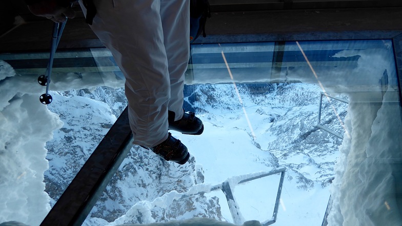 Glass platform  in Zugspitze cable car station, Garmisch-Partenkirchen-Zugspitze