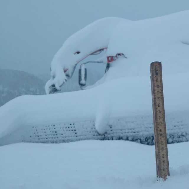 More than a metre of snow in the Dolomites in the last few days., Campitello