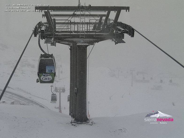 Snow today at Europe's most southerly major ski centre., Sierra Nevada