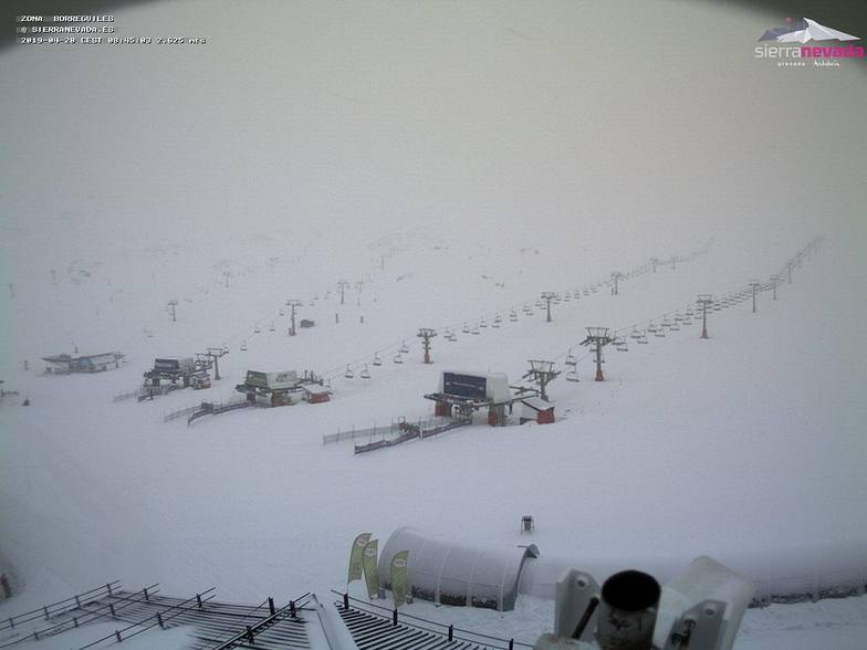 Snow today at Europe's most southerly major ski centre., Sierra Nevada