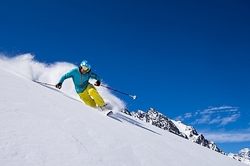 Telemark bluebird day in late October 2015, Portillo
