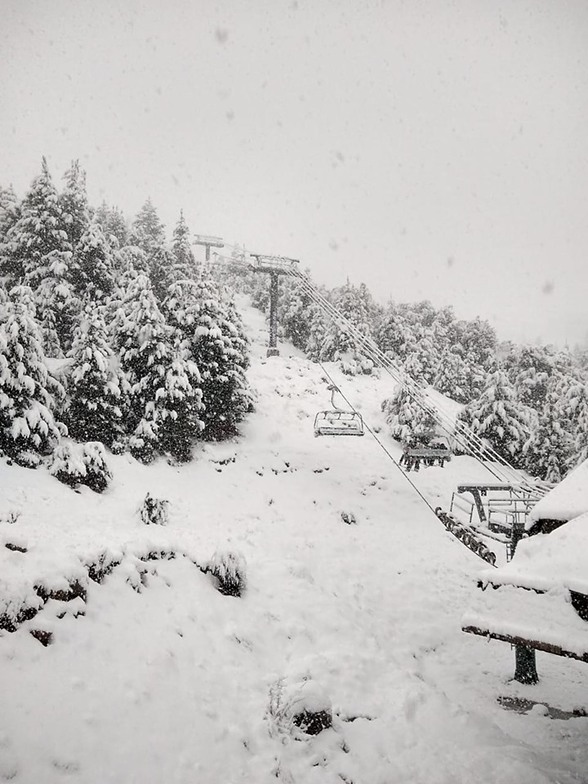 Late season snowfall in Argentina at Cerro Catedral.