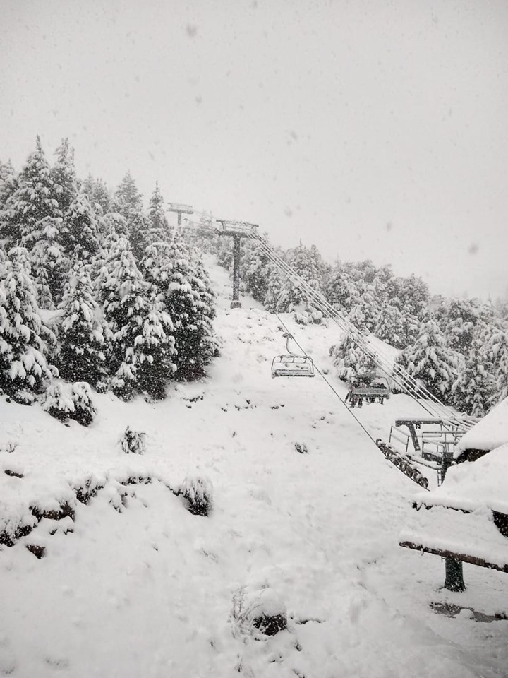 Late season snowfall in Argentina at Cerro Catedral.