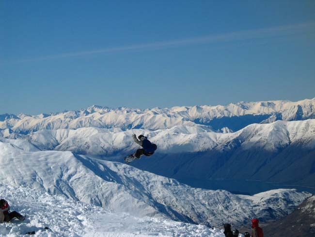 Getting air at Treble Cone, NZ