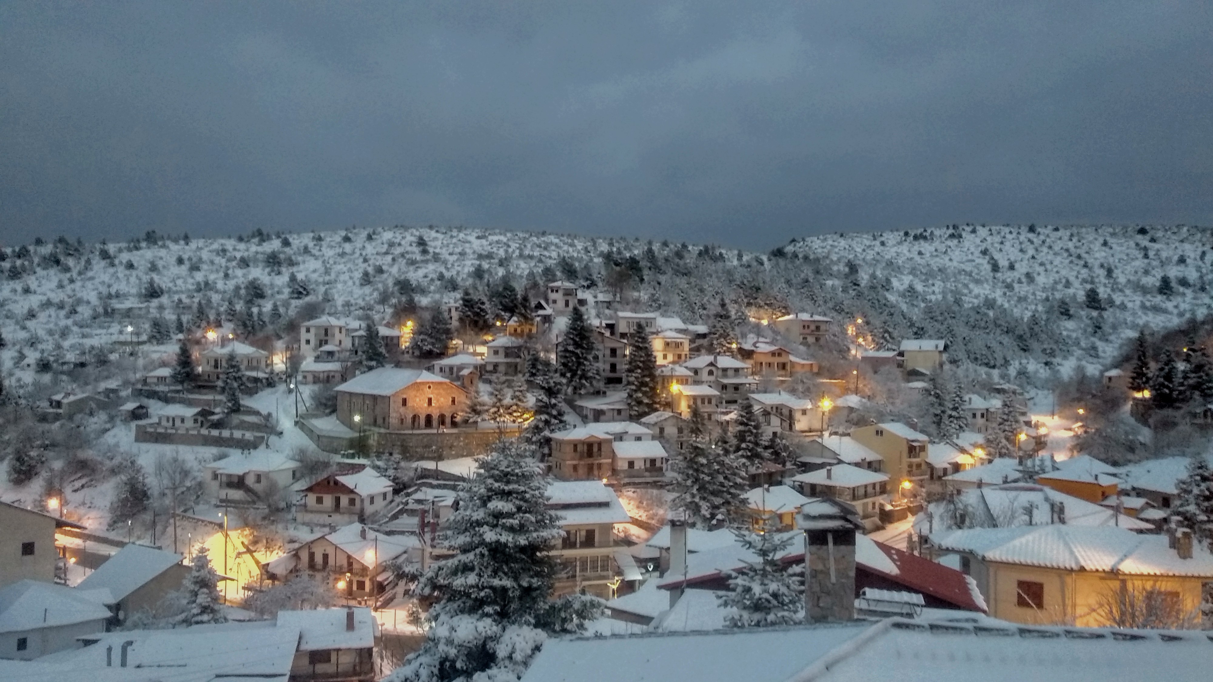 View of the snowy Seli village.