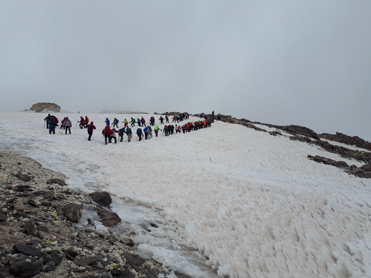 Lots of climbers, Mount Damavand