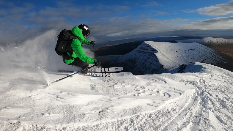 Skiing off the southern side of Pen y Fan, Pen-y-Fan