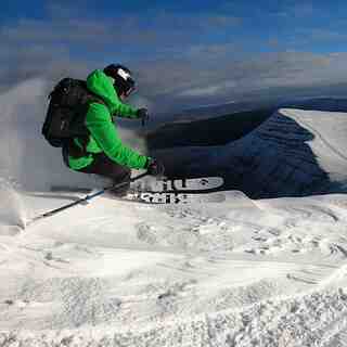 Skiing off the southern side of Pen y Fan, Pen-y-Fan