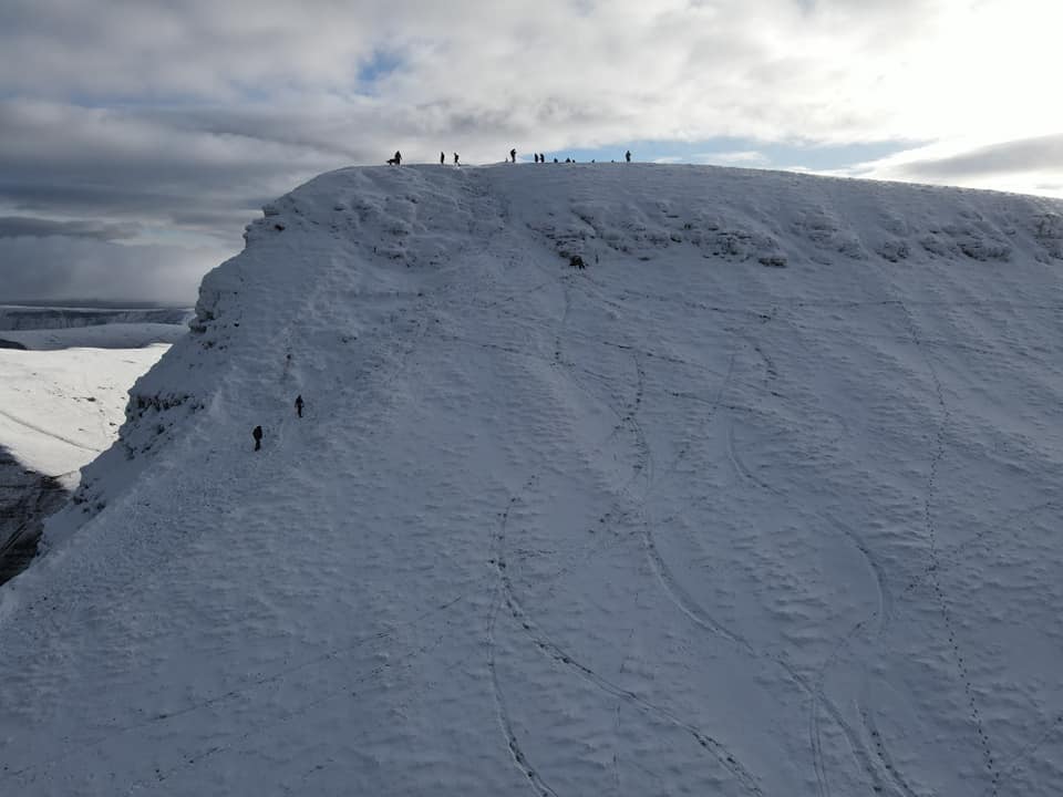 Ski tracks off Pen y Fan towards Cwm Lwch, Pen-y-Fan