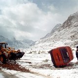 Car accident during a snowstorm, Egypt., Egypt