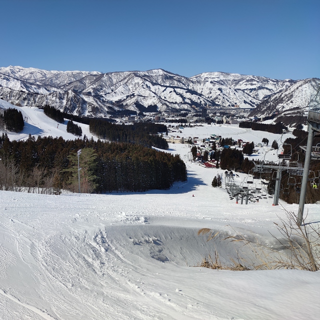 Looking down from the top of Yuzawa Park to Yuzawa Park Hotel