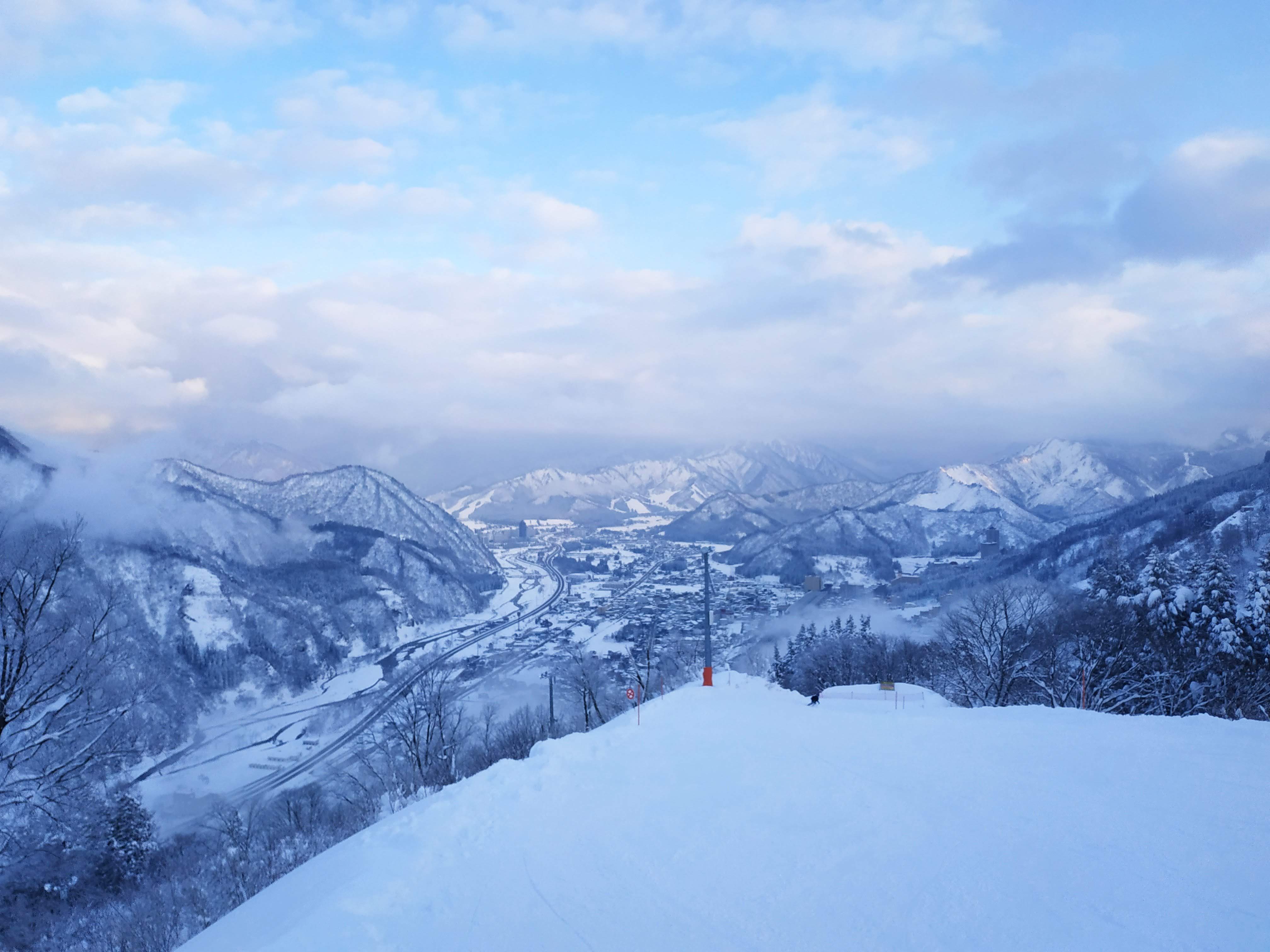 The view as you start the downhill course back to the base at GALA Yuzawa