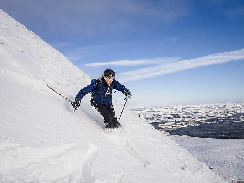 Skiing Fan Foel in the Western Beacons, Pen-y-Fan