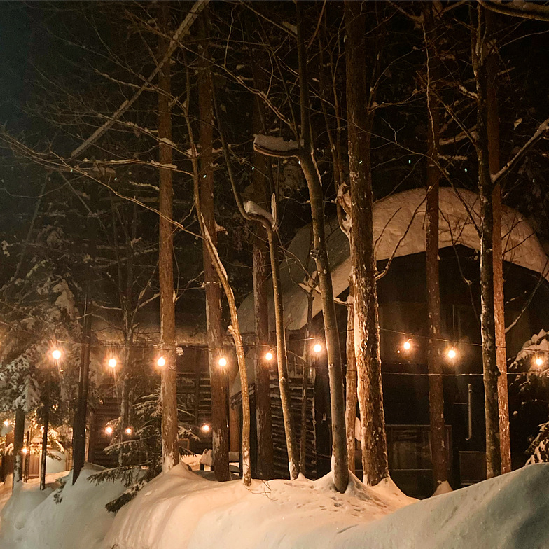 Yukari Cabins at night, Furano