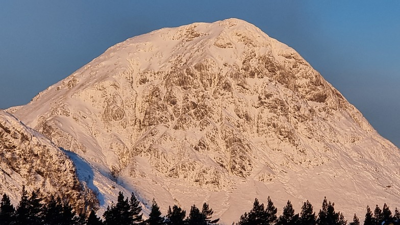 Buchaille Etive Mor from car park, Glencoe Mountain Resort