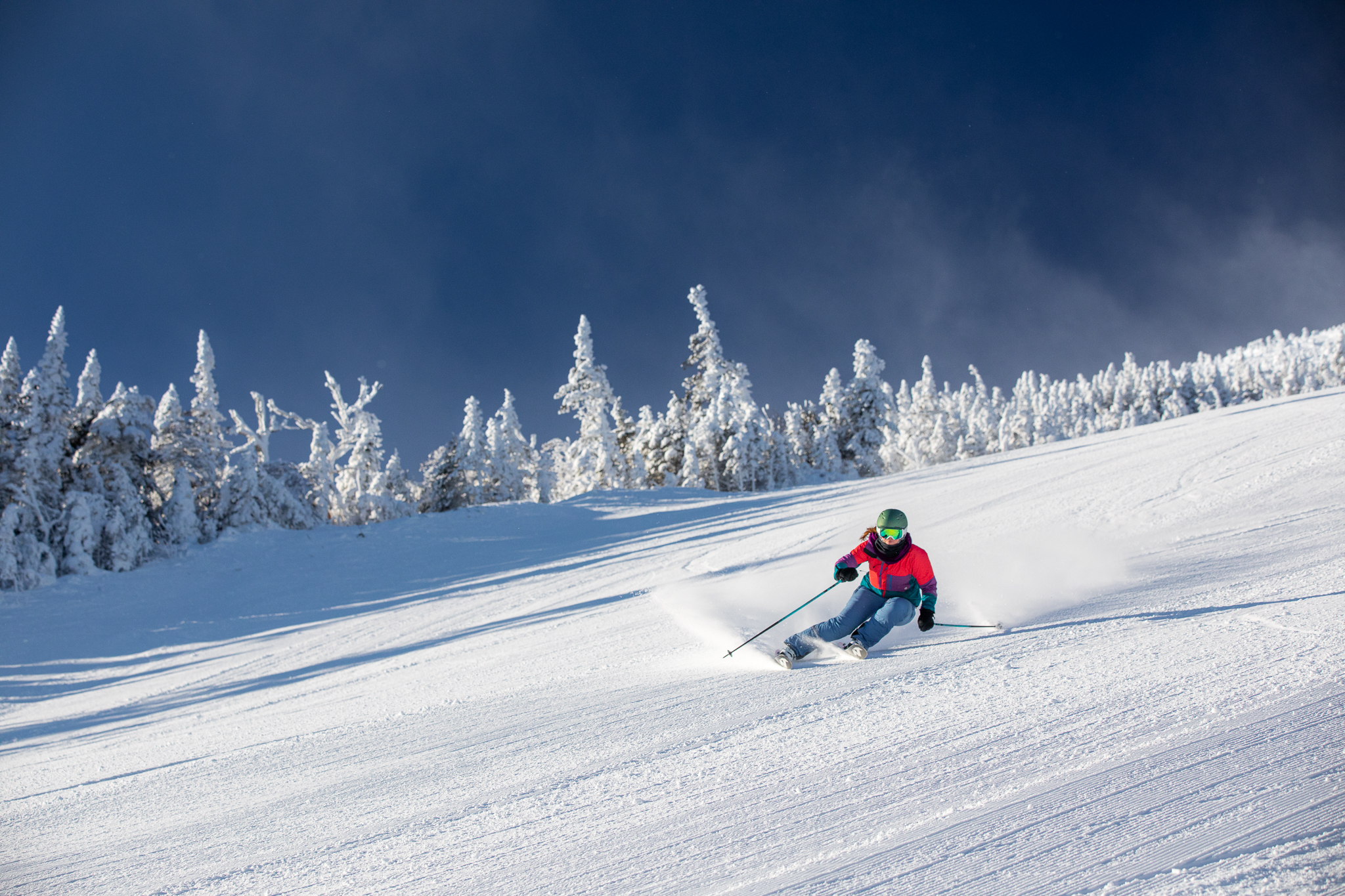 Carving corduroy on Haulback, Sugarloaf