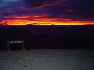 Treble Cone NZ - Sunrise over Lake Wanaka from Pub Corner August 2003 photo