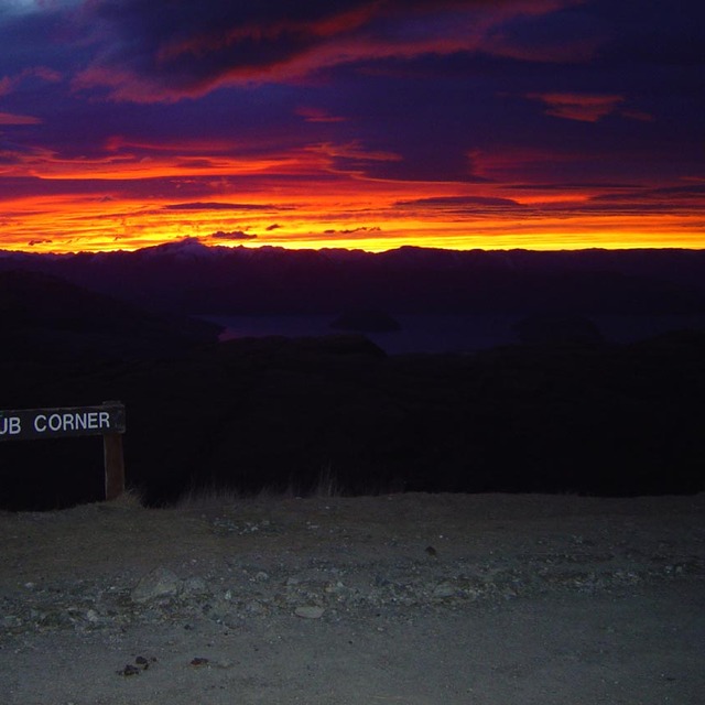 Treble Cone NZ - Sunrise over Lake Wanaka from Pub Corner August 2003