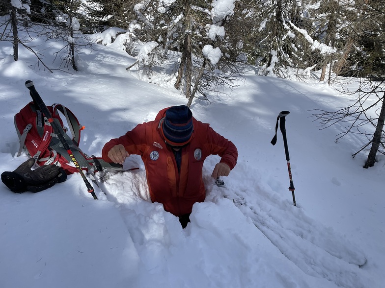 Guide in deep snow, Villars