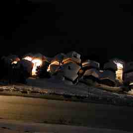 Chalets at night, Chandolin