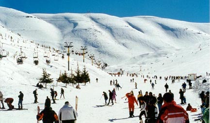 Busy skiing day at faraya,lebanon, Mzaar Ski Resort