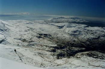 The Bekaa Valley, with Mount Hermon distinctly visible in the distance .(lebanon)