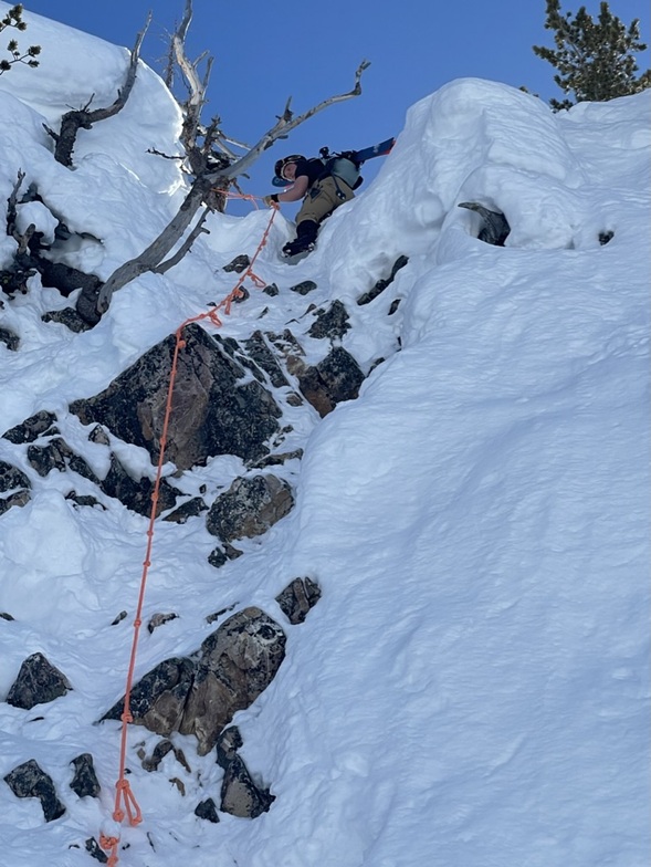 Trent climbing down, Kicking Horse