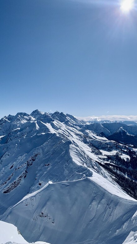 Route to the Heli Couloir — View from Kamenniy Stolb, Rosa Khutor