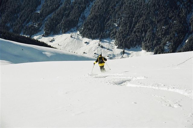 Tony skiing from Jakobshorn to  Mülle in Sertigtal ,Davos,Switzerland