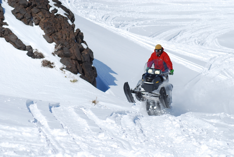 Snowmobile riding, Nevados de Chillan