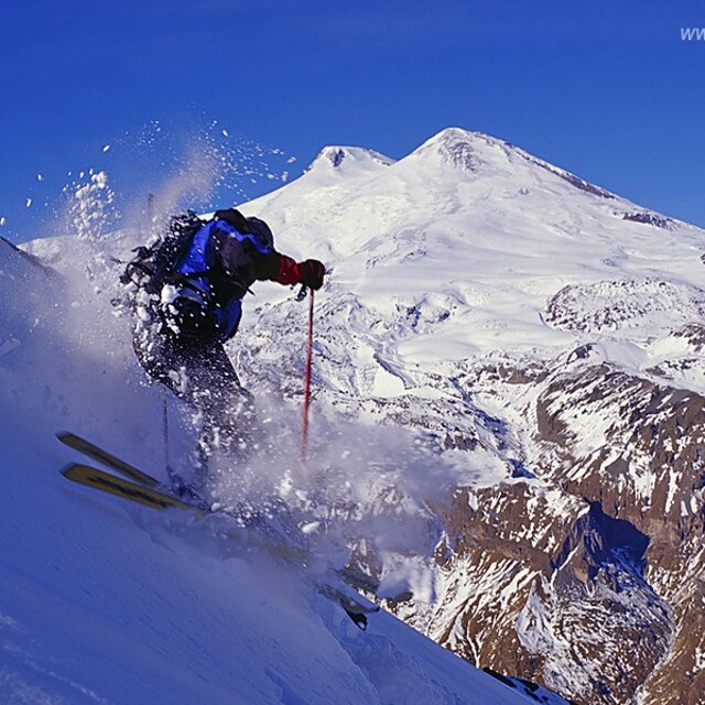 Free-ride in Cheget with Mt. Elbrus view, Mount Cheget