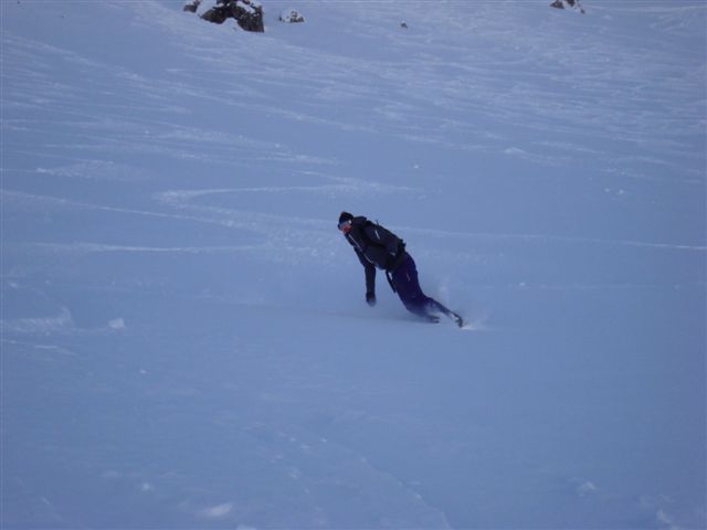 Tiziana riding Parsenn powder, Davos