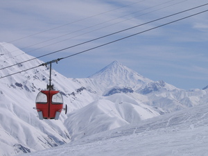 Dizin , panorama view of  Damawand , 5671 m  photo