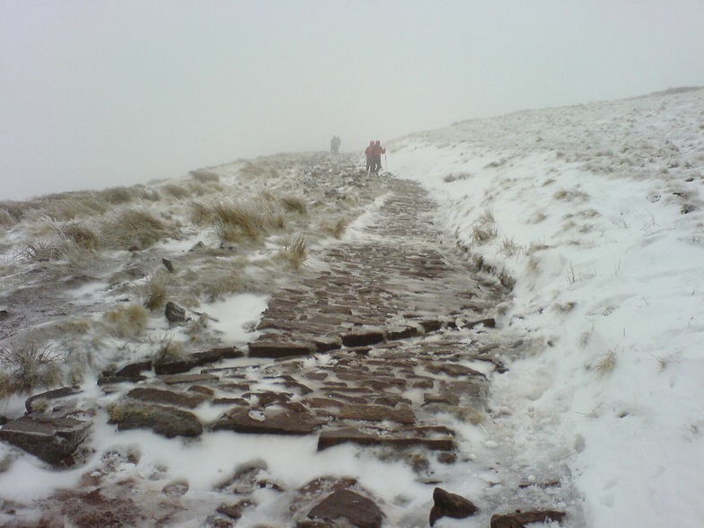 Icy track up to Penyfan, Pen-y-Fan