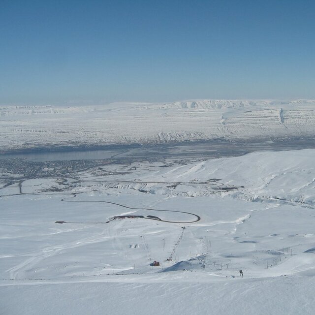 Hlíðarfjall Akureyri Snow: On the top of Akureyri ski area