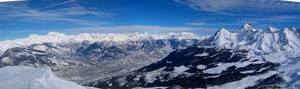 Panoramic view of Pila area and Aosta Valley photo