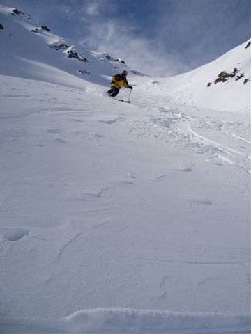Tony skiing from the Sentishorn Gipfel, Davos
